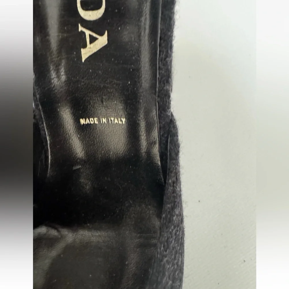 Prada Black Wool Mary Jane Block Heels with Ankle Strap 38 8 - Picture 9 of 10